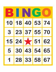 colorful bingo card