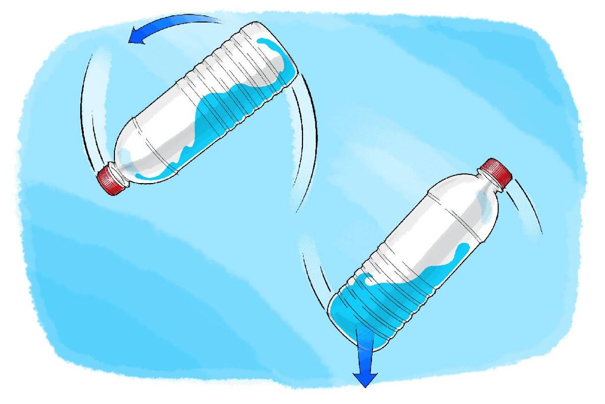 Illustration of a bottle flipping