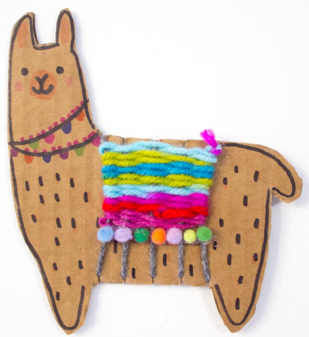 Llama with woven blanket