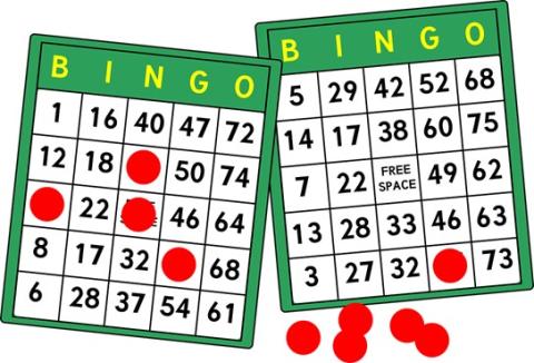 Bingo cards and markers.