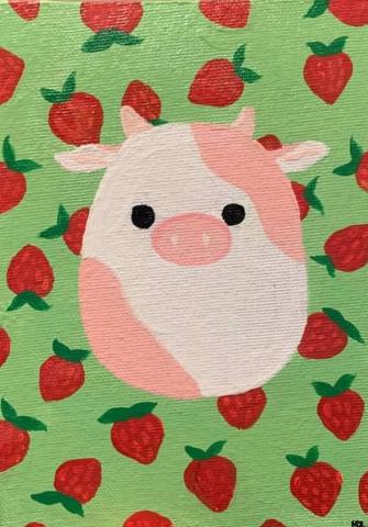 Squishmallow painted on a canvas