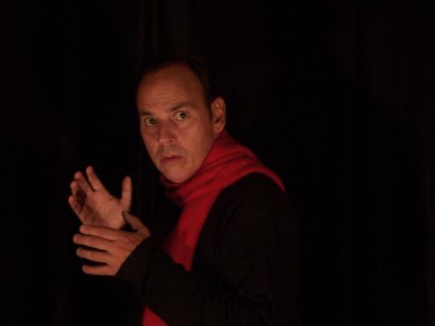 Duffy Hudson with a red scarf around his neck