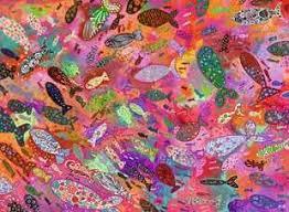 picture of a puzzle with many tiny, overlapping fish in many colors