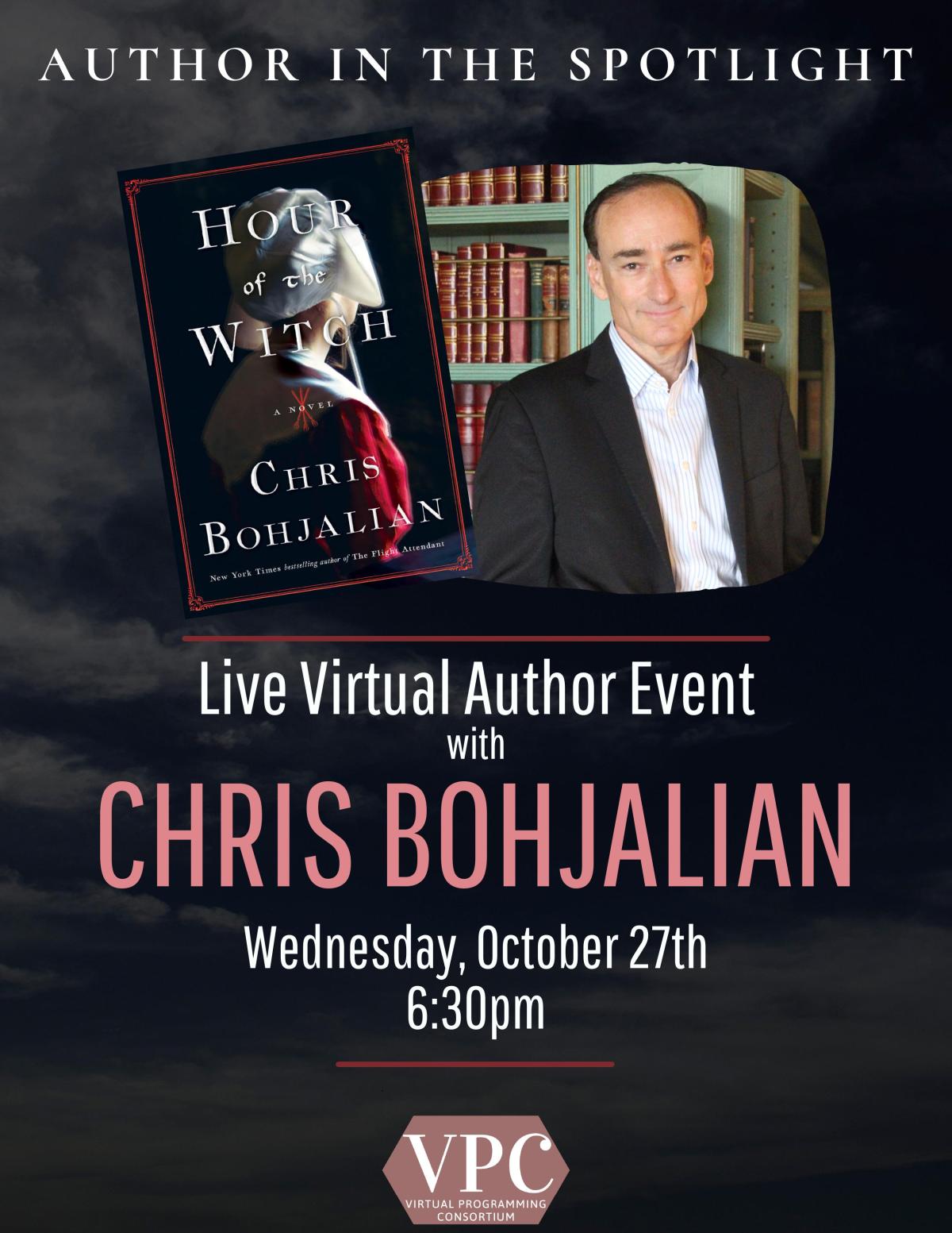 Picture of Chris Bohjalian, author, and book cover of Hour of the Witch