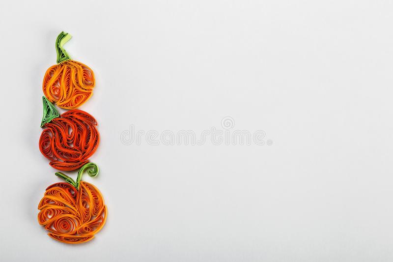 photo of three paper quilled pumpkins small