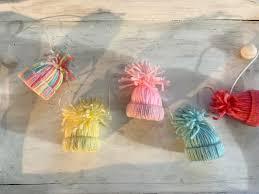 mini yarn winter hats on a garland of twine