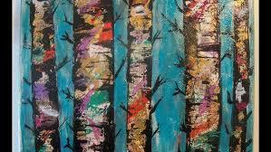 blue background with birch trees