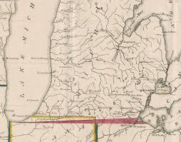 old map with the Toledo strip emphasized in red