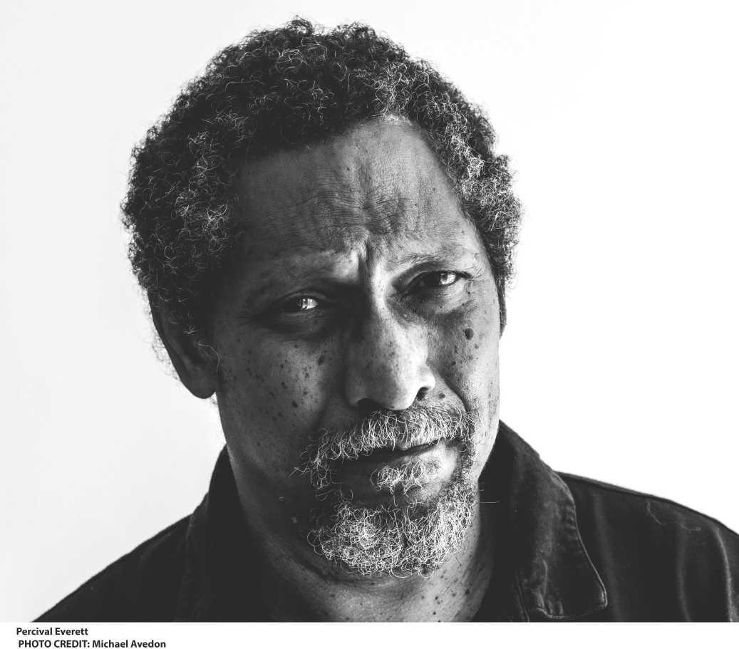 black and white head shot of author Percival Everett