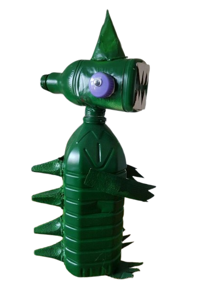 Dinosaur made out of recycled materials